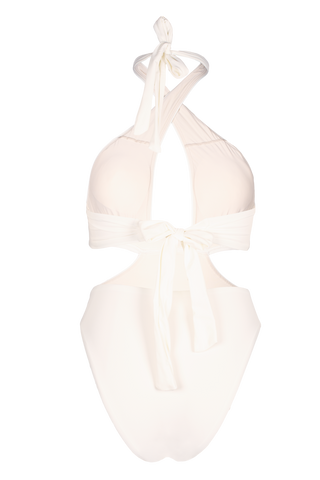 White Halter One Piece Swimsuit