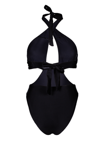 Black Halter One Piece Swimsuit