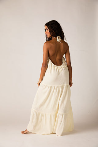 beach scene dress Marie Scarf Beach Dress White / Large