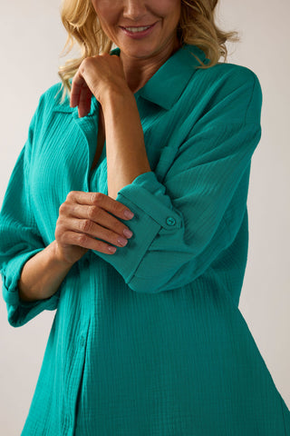 Minah Tab Sleeve 100% Cotton Camp Beach Shirt